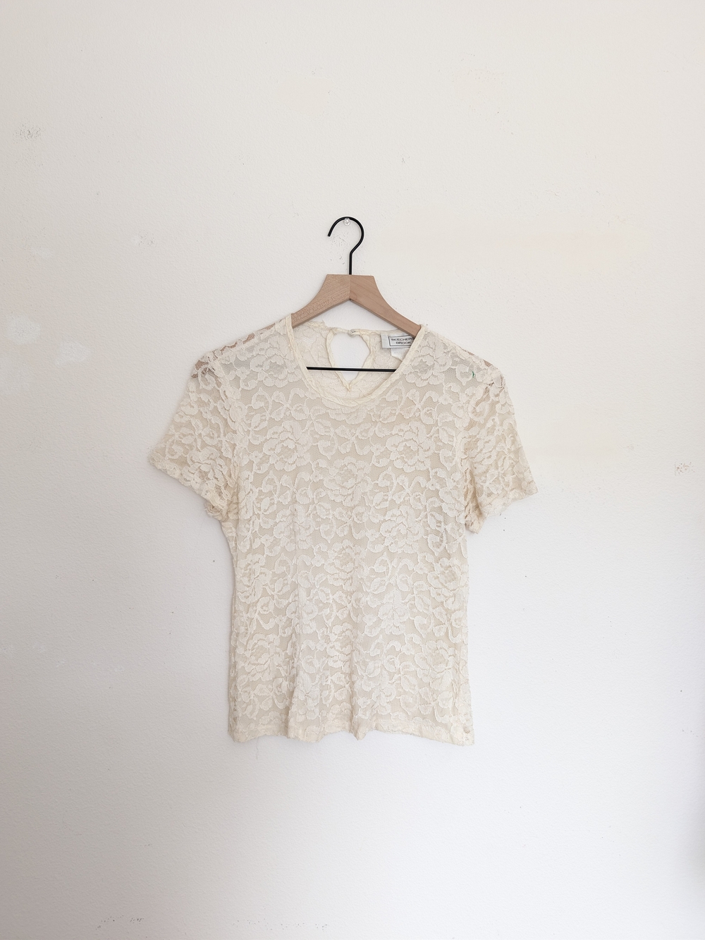 Vintage Edwardian Lace Short-Sleeve Top in Cream